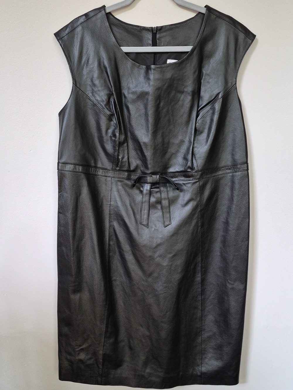 Jessica London Women's 14 Black Leather Sheath Dress Boardroom Office Siren Moto
